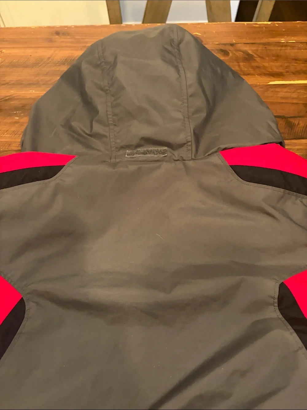 Columbia Kids Gray and Red Hooded Rain Jacket